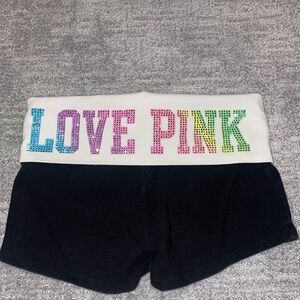 PINK Victoria's Secret Black Shorts with Multicolor Waistband
